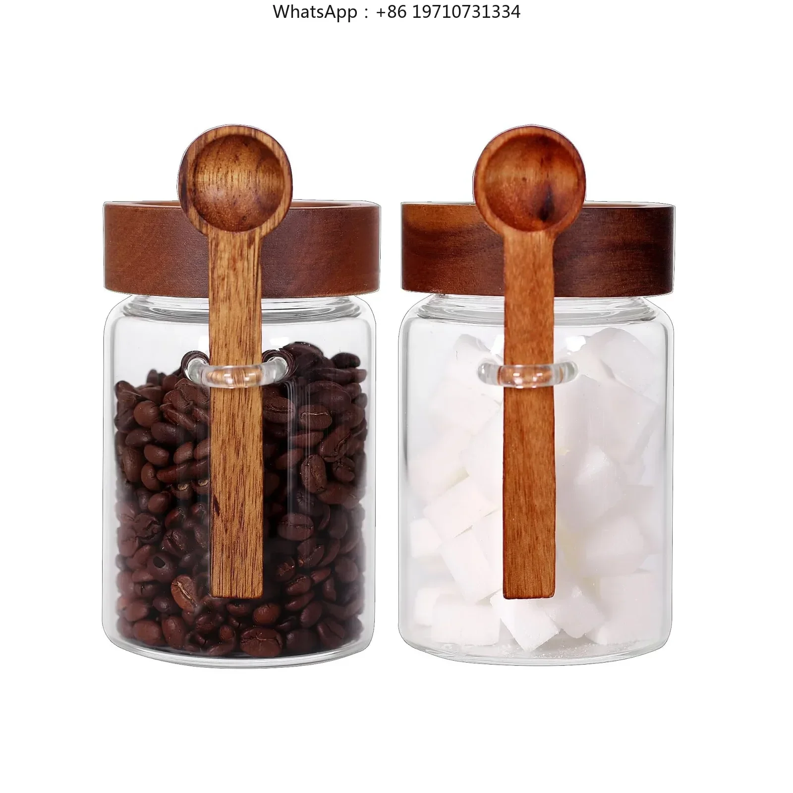 40Pieces 450ML Acacia Wood Honey Jars Sealed Seasoning Coffee Bean Bottle Miscellaneous Grains Storage Oat Bottle