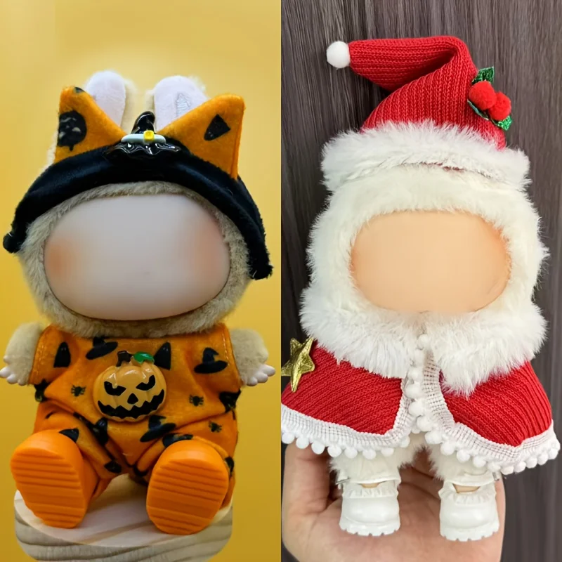 

Две кукольные костюмы для Бубу — праздничное платье на Хэллоуин для Лабу (за кукольными очками и обувью)