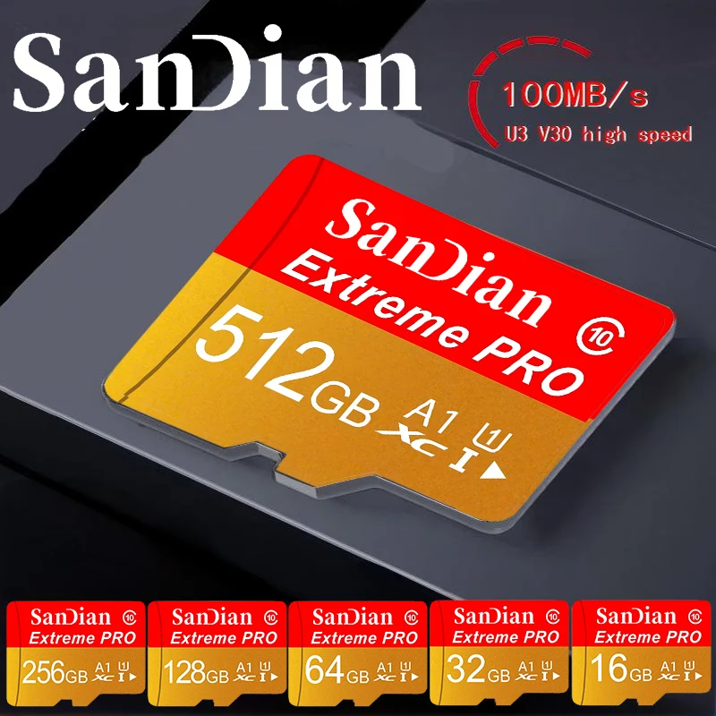 512GB 256GB 64GB 32GB Smooth TF Cards Memory Card Micro TF SD Card Drop Proof SD Cards High Performance for Smart TV/Dash Cam/Ga