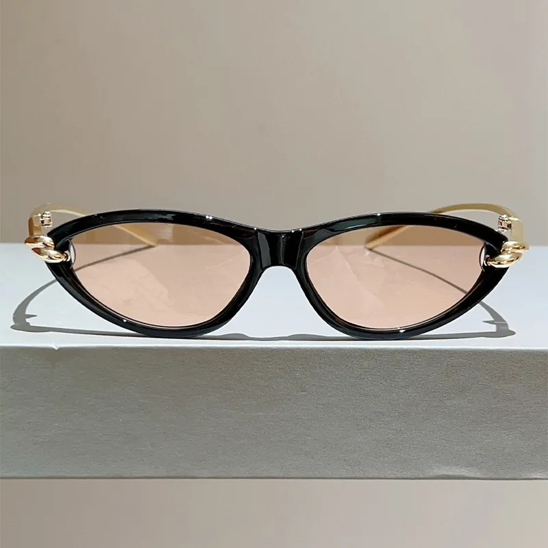 Einzigartige Legierung-Sonnenbrille mit Knotenbügel und Katzenaugen-Design für Damen, Neue Mode Blau-Rosa Farbverlauf Sonnenbrille, Sexy Fahrbrille für Damen in Schwarz – Detail 14
