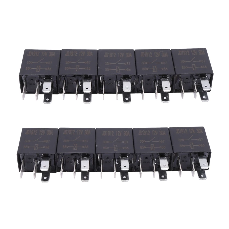 10 X 30A AMP 12V 4Pin Car Auto Relay Kit SPST For Fan Fuel Pump Light Horn