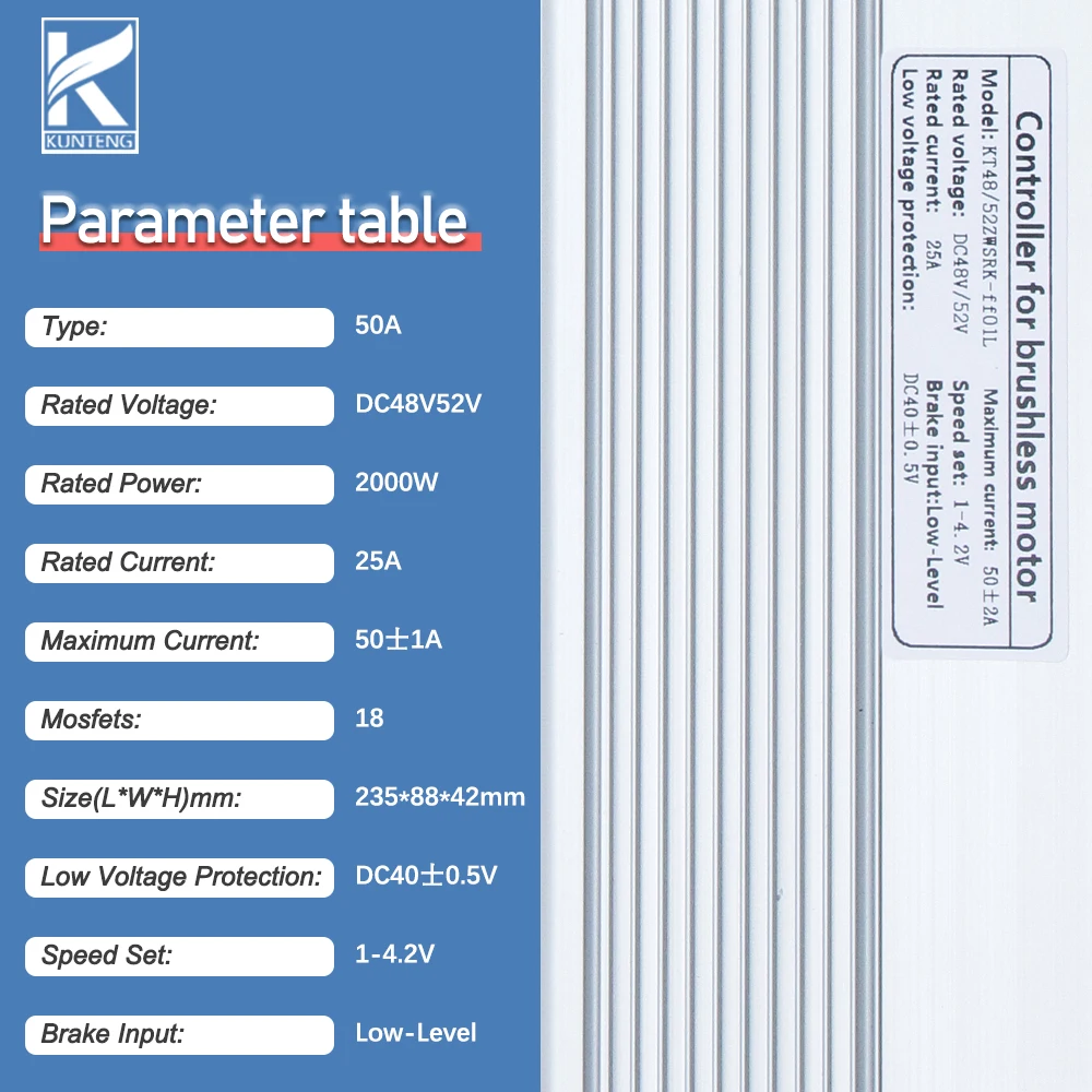 KUNTENG 50A Controller 3000W Ebike Squarewave/Sinewave KT Controller For Electric Bicycle Scooter E-bike Controller Accessies
