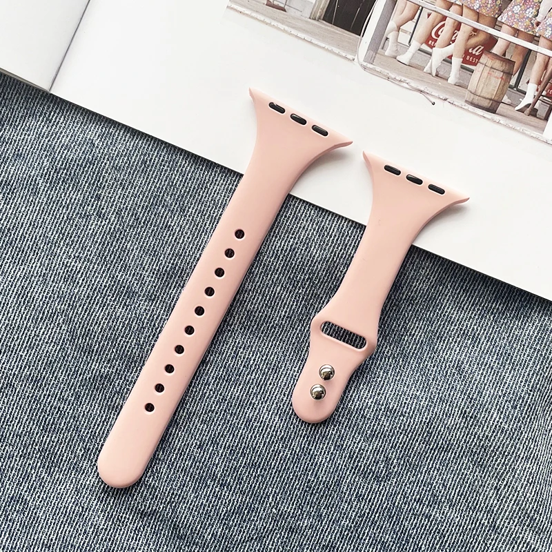 Slim Silicone strap for Apple watch band 45mm 44mm 41mm 40mm 38-46mm Sport bracelet iWatch series 8 7 6 5 se 4 9 10 ultra 2 49mm