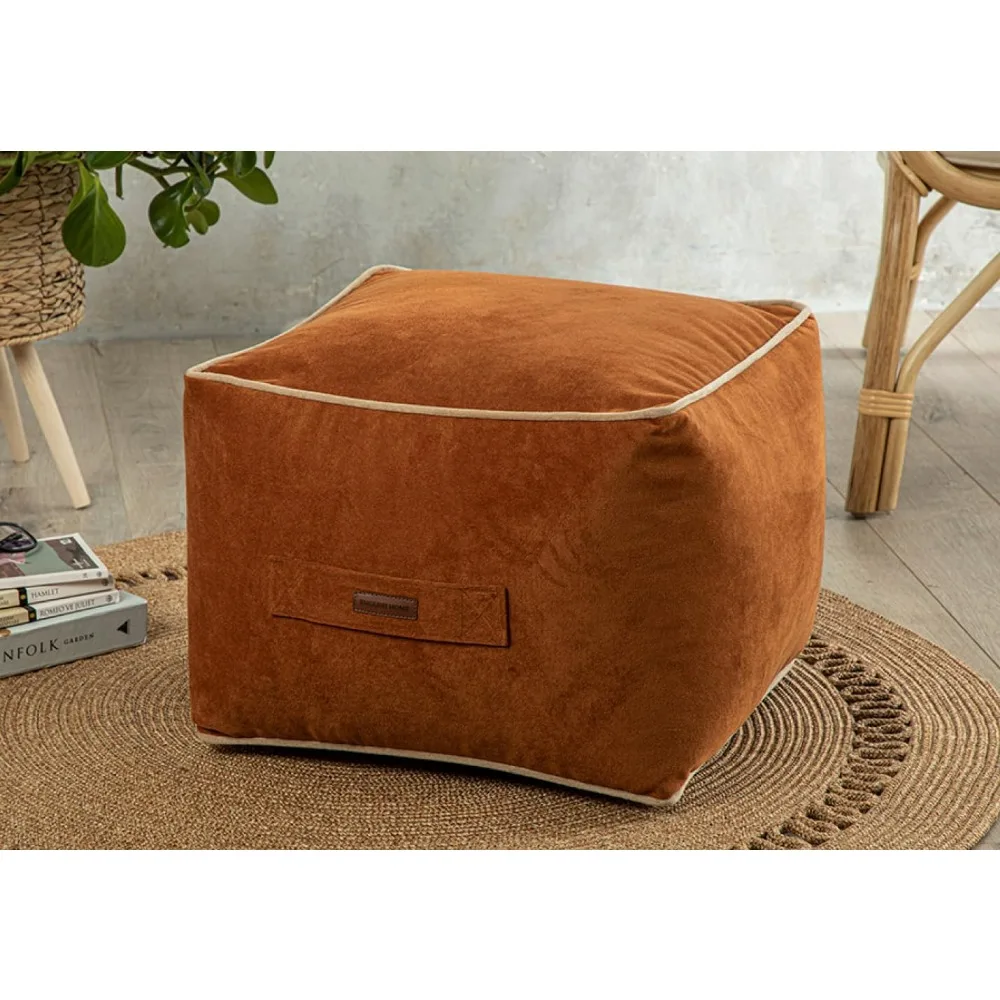 

Ottoman Pouffe, Comfortable Cube Foot Stool, Soft Velvet Bean Bag, Home Decor Footstool Extra Seating for Living Room, Bedroom,