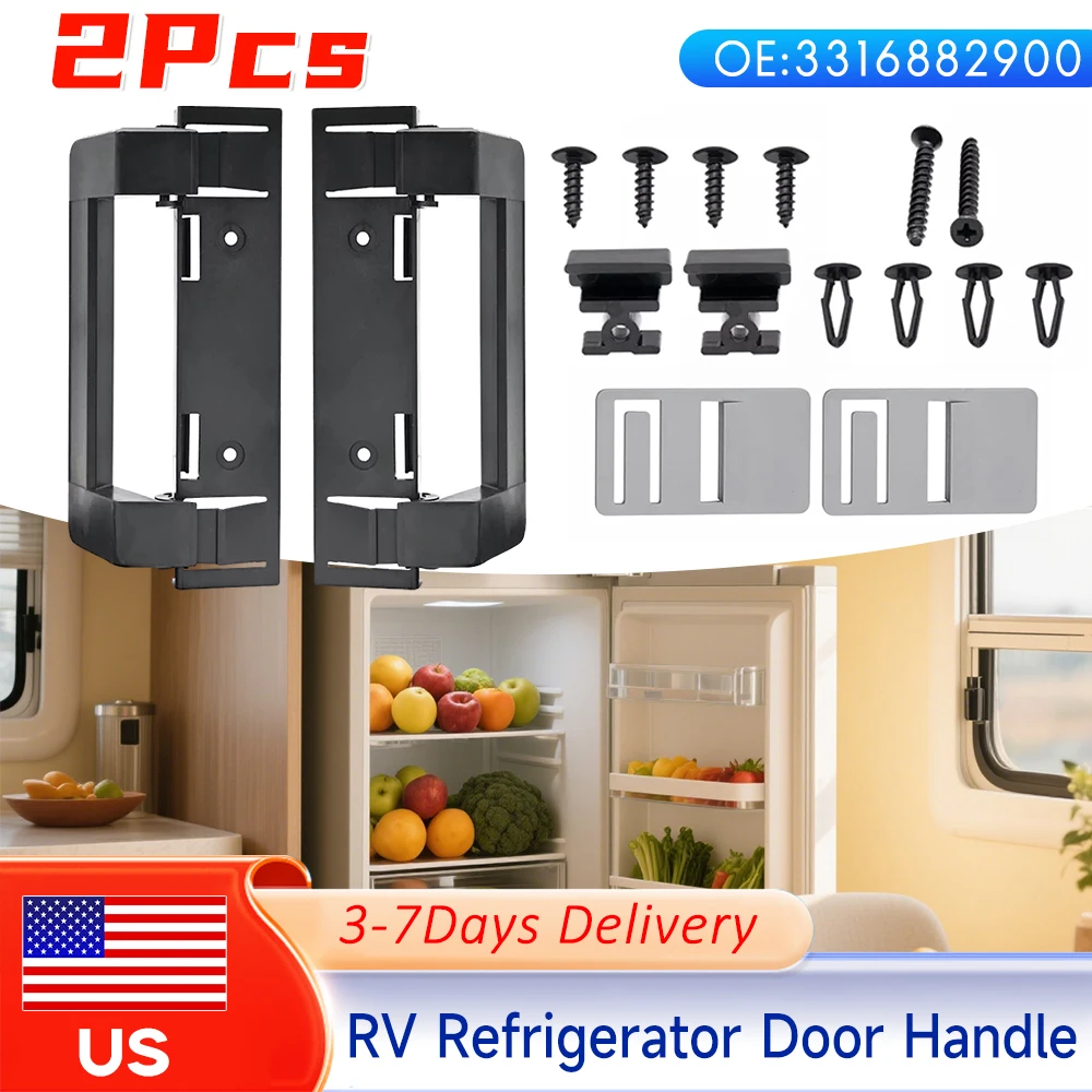 

Ручка-защелка для двери холодильника RV, 2 шт., OE 3316882900, износостойкая, подходит для серий Dometic DM/RM, полный комплект для установки, запчасти для автодомов
