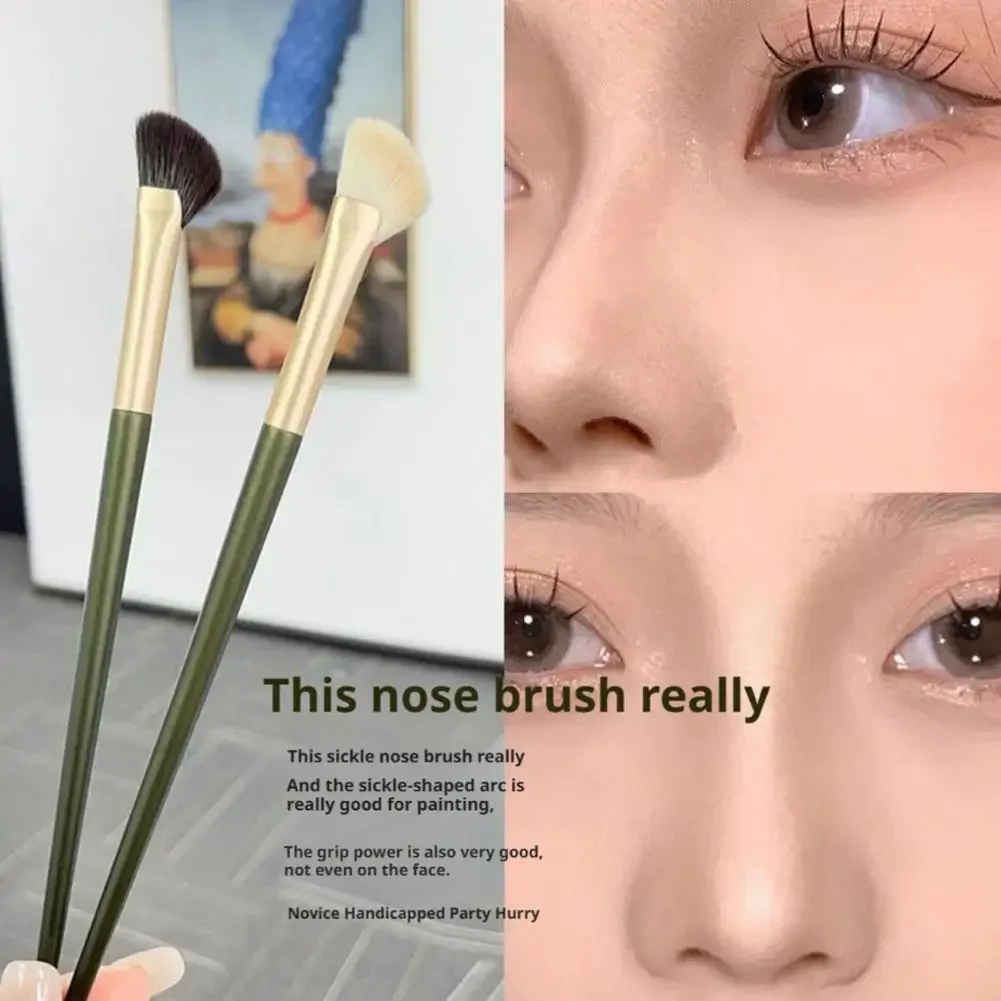Pinceau de maquillage de Contour à angle plat, pinceau d'ombre de nez en forme d'éventail, surligneur doux professionnel, outils de maquillage pour Blush, 2/4 pièces