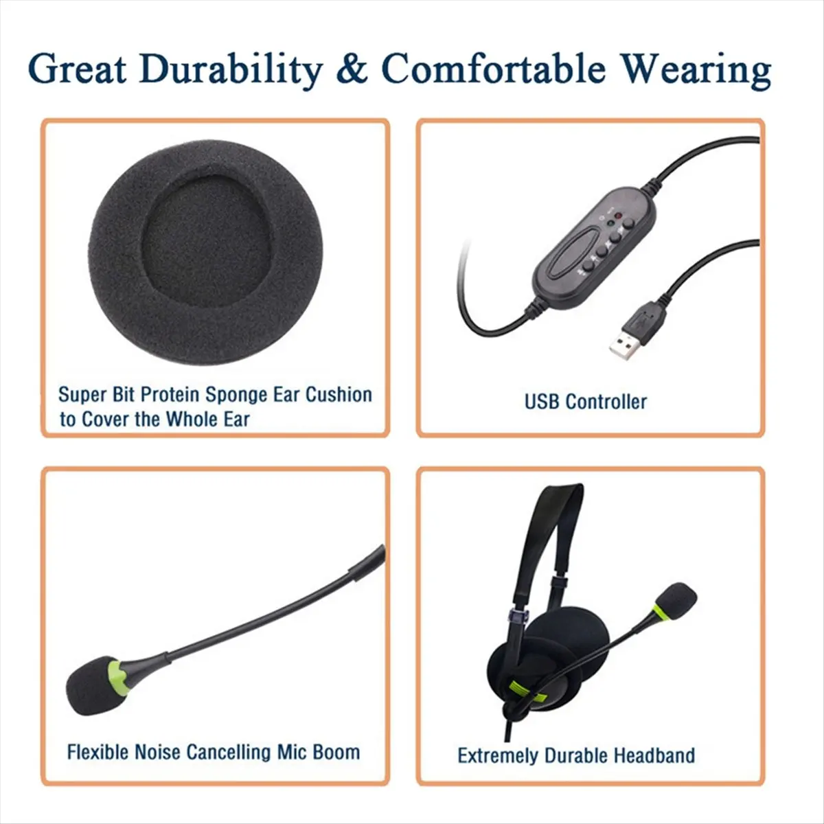 #82A Consumer Electronics,USB Wired Headset with Microphone Noise Cancelling (ABS)
