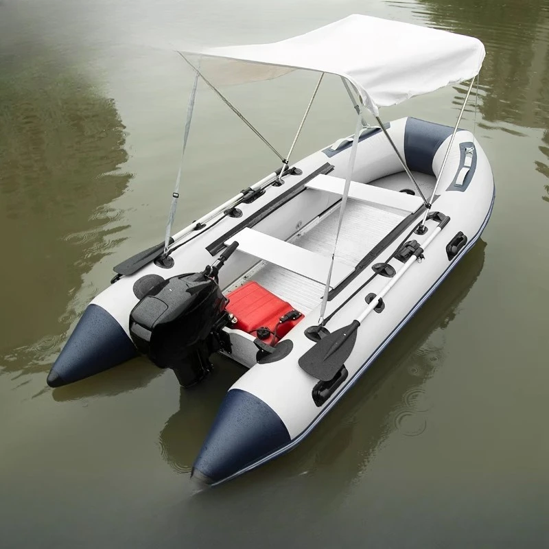 

Aluminum alloy bottom blue gray assault boat inflatable fishing thickened kayak