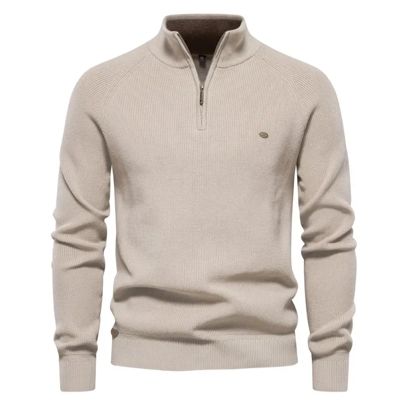 New Autumn Winter Men's Sweater Long-sleeved  Stand-up Collar Solid Color Versatile Casual Elegant Fashionable and Comfortable