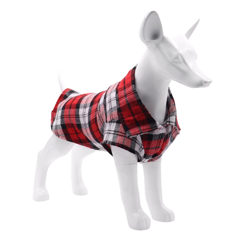 British Style Dog Clothes Summer Pet Plaid Shirt Lapel Coat Cat Jacket Clothes Costume Puppy Kitten Top Apparel - Image 2
