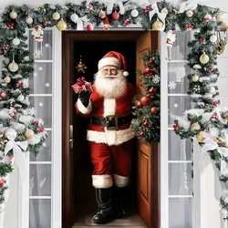 Santa Claus & Christmas Tree Door Cover - 72.83x35.43