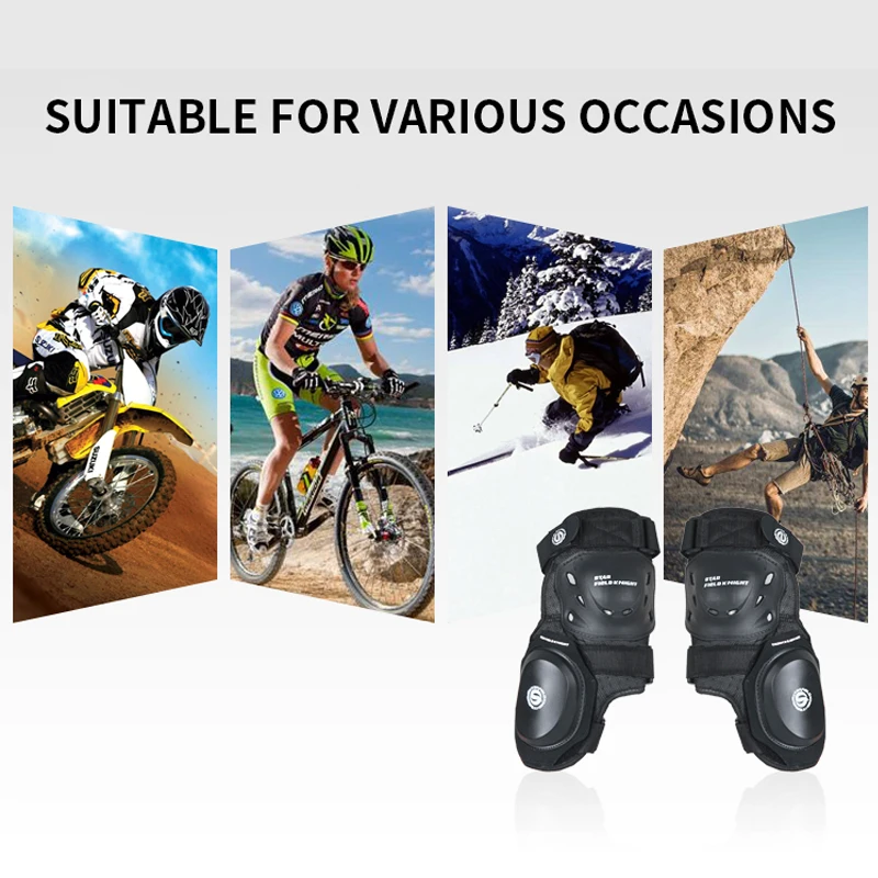 Star Field Knight Black Cycling Motorcycle Knee Pads A Pair Seismic Wear-resistant Riding Race Protective Equipment Accessories
