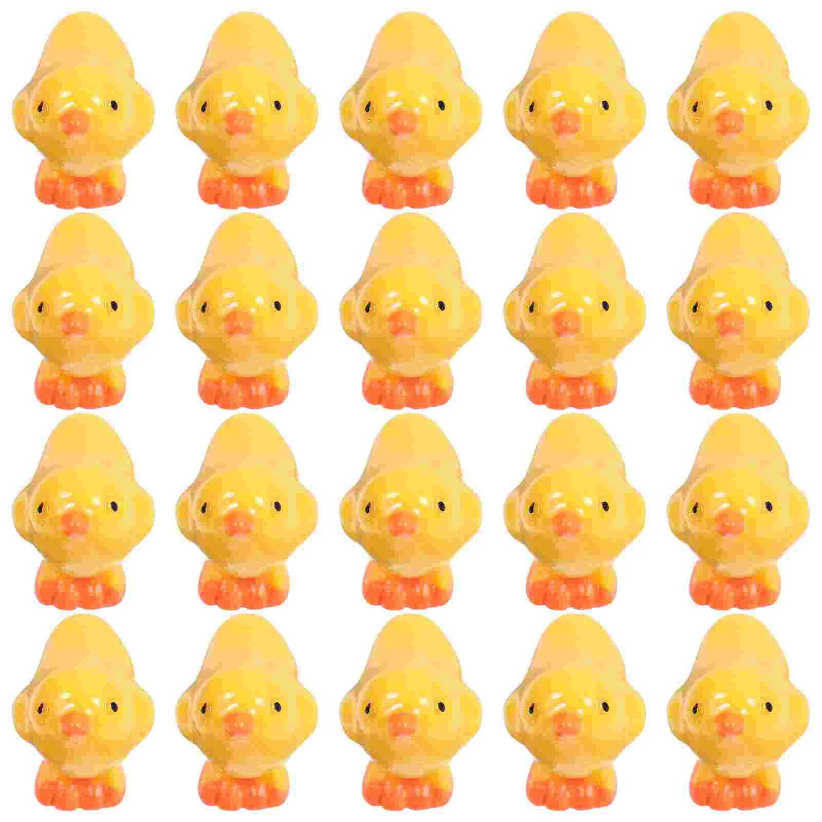 20 Pcs Little Yellow Chicken nament Easter Resin Figures Miniatures Animals Model Cute Home Office Desk Bookshelf Mini Chick