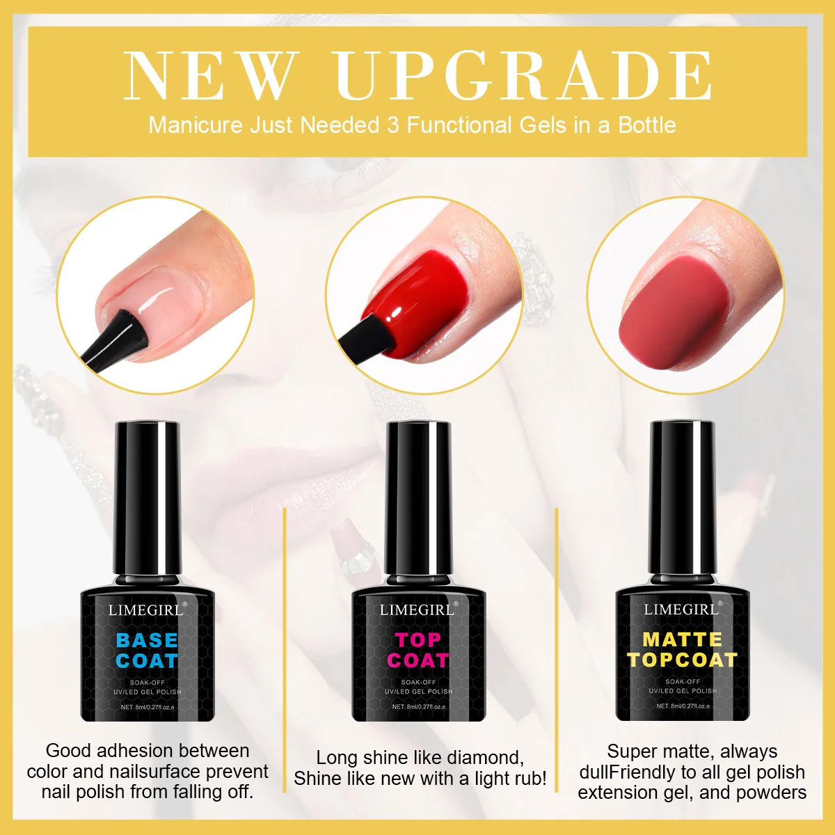 LIMEGIRL Nail Gel Oil Set UV LED Nail Light Gel Nail Kit Semi-Permanent Gel Varn Professional Nail Polishing Art Tool Set