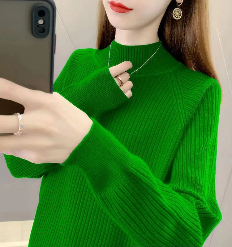 Sweter damski z dzianiny Thiened, półgolf, jesień-zima, bazowa warstwa, do noszenia pod spód, top, moda damska, do pracy, czysty...