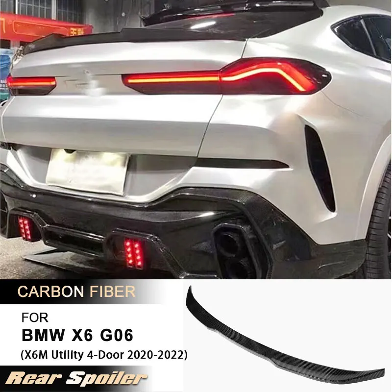 

Автомобильный задний спойлер багажника, крылья для BMW X6 G06 X6M, 4-дверный 2020-2022, гоночный задний спойлер, хвостовое крыло багажника, губа из углеродного волокна