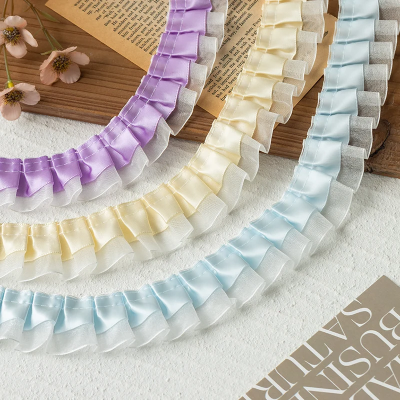 

1meter Pleated Lace Ribbon Trimming For Party Dress Decorative Clothing Diy Crafts Supplies Needlework Fabric High Quality 2024