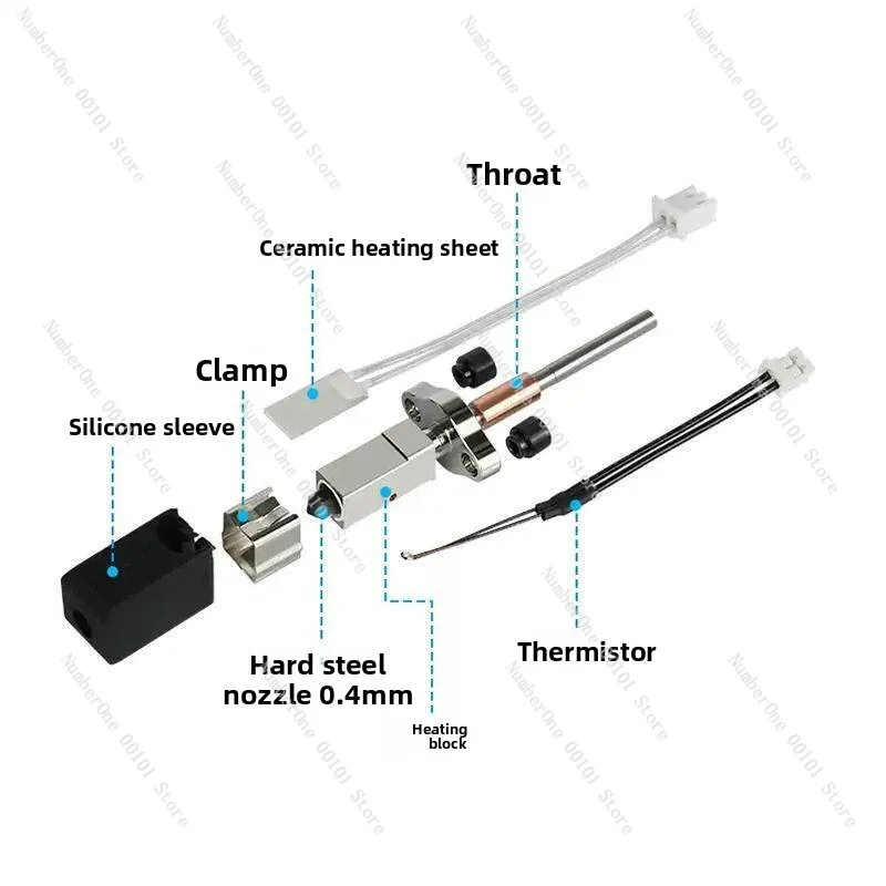 Trianglelab CHCB-OTC Hotend Kit For Creality K1C 3D Printer Higher power and High Flow with 0.4mm Brass Nozzle for MK8 Nozzle