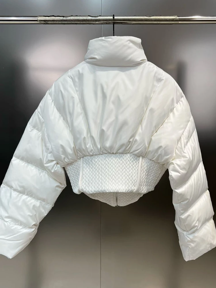 Spice-Chaqueta de plumón de pato blanco para mujer, abrigo elegante ajustado con cintura ajustada, de alta calidad, color negro, a la moda, para invierno, 2023