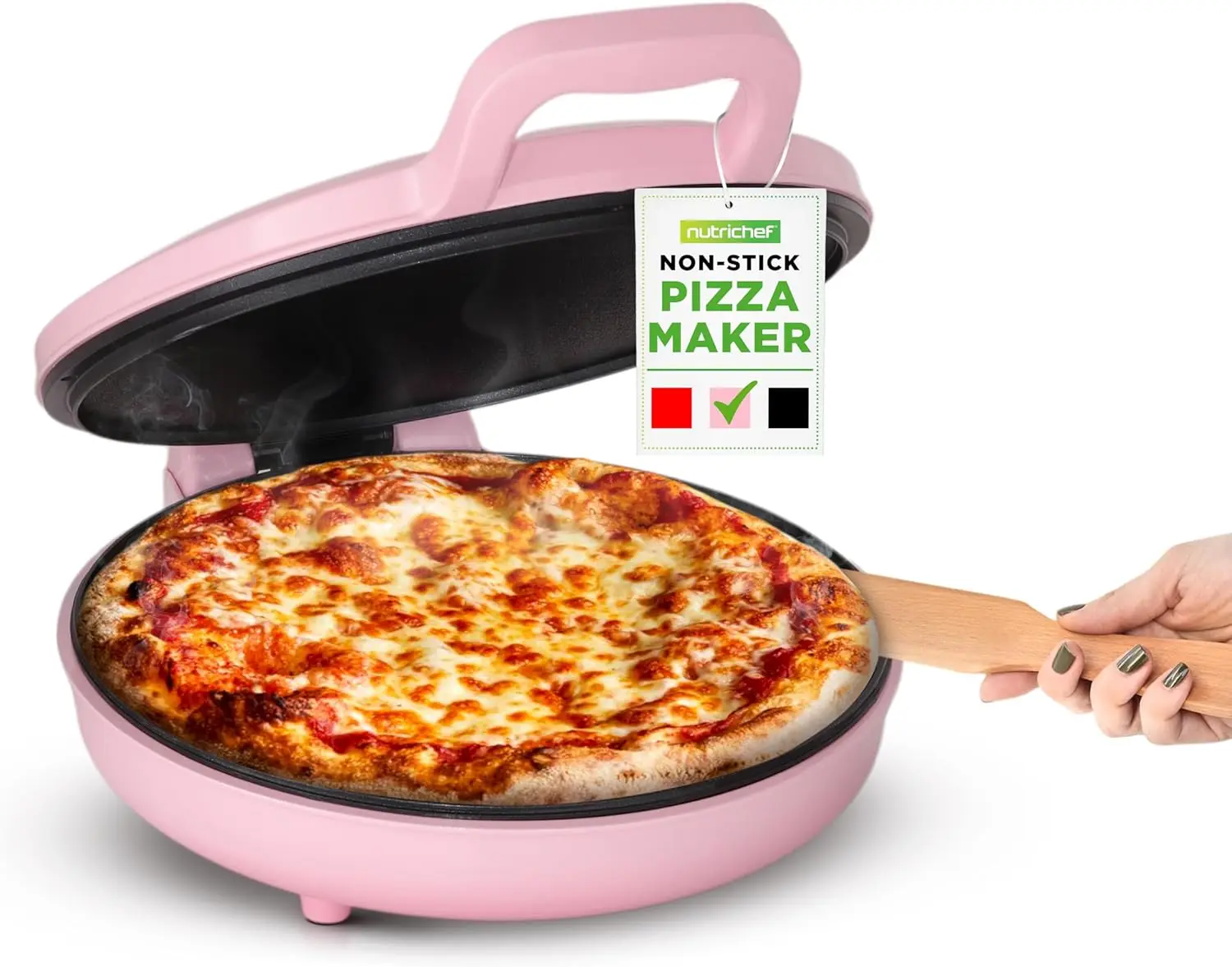 

Countertop Pizza Maker | 1500W Non-Stick Electric Pizza Cooker | Make 12' Personal Pizzas, Eggs, Toast, Quesadillas &amp