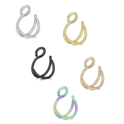 1pc/5pcs Punk Double Fishhook Fake Non-Piercing Nose Rings Lip Rings Ear Clip Cuff Hypoallergenic Women's And Men's Nose Jewelry