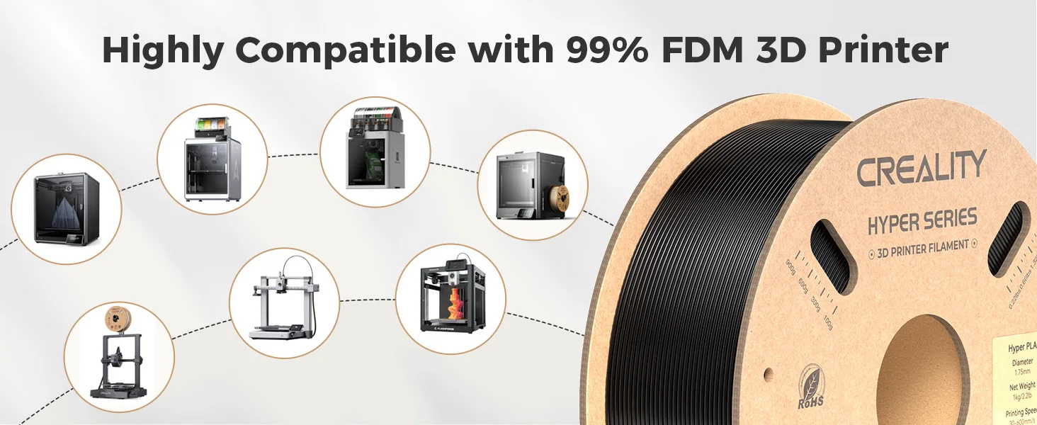 Official Creality Hyper PLA Filament 1.75mm,High Speed PLA 30-600mm/s Rapid 3D Printer Filament,Dimensional Accuracy +/-0.02mm,1KG(2.2lbs)