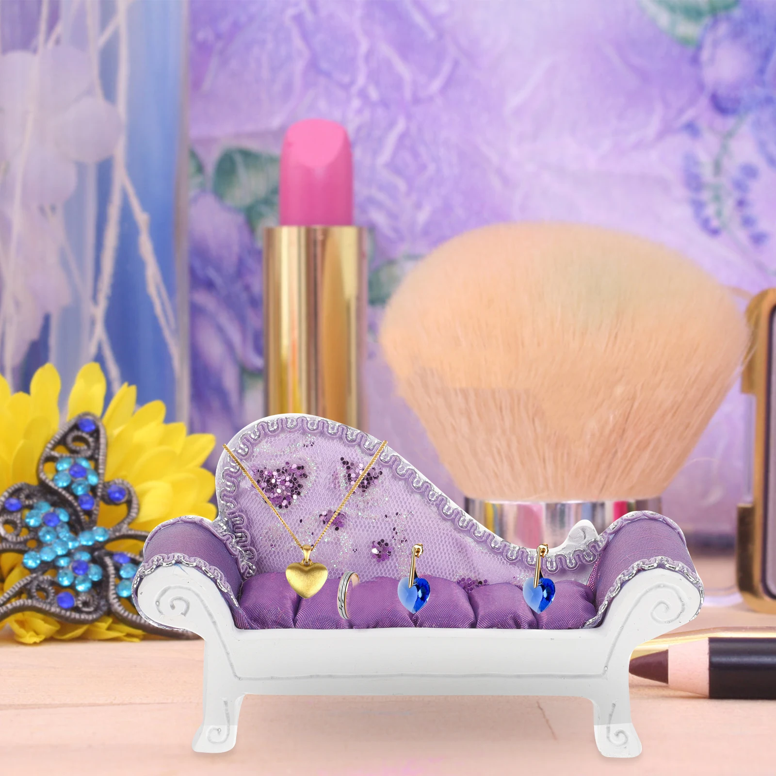 Schmuck Display Ohrringe Halter Ringe Ganizer Leichte Tragbare Harz Ohrringe Display Rack Stoff Sofa Form Home Shop Verwenden