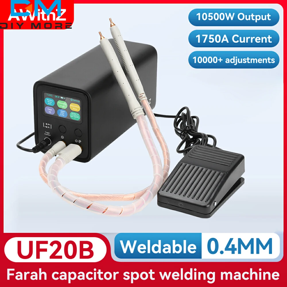 

AWithZ AC110~240V UF20B Farad Capacitor Nickel Spot Welding Machine With 99 Levels Adjustable For Welding 0.4mm 10.5KW
