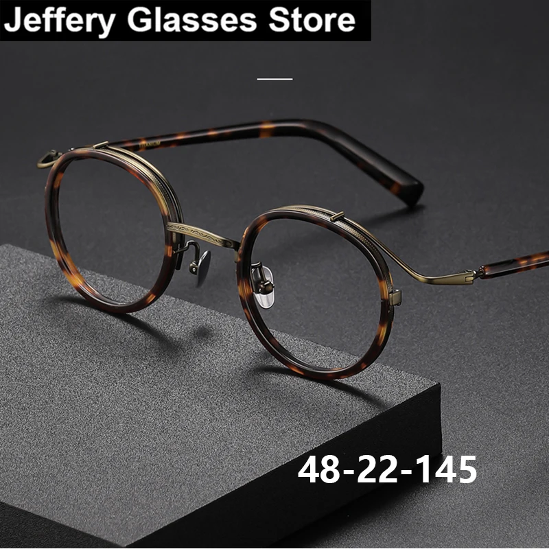 

Японские винтажные круглые очки в оправе для мужчин и женщин в стиле ретро, титановые ацетатные очки из золотой проволоки, сверхлегкие дизайнерские очки ручной работы