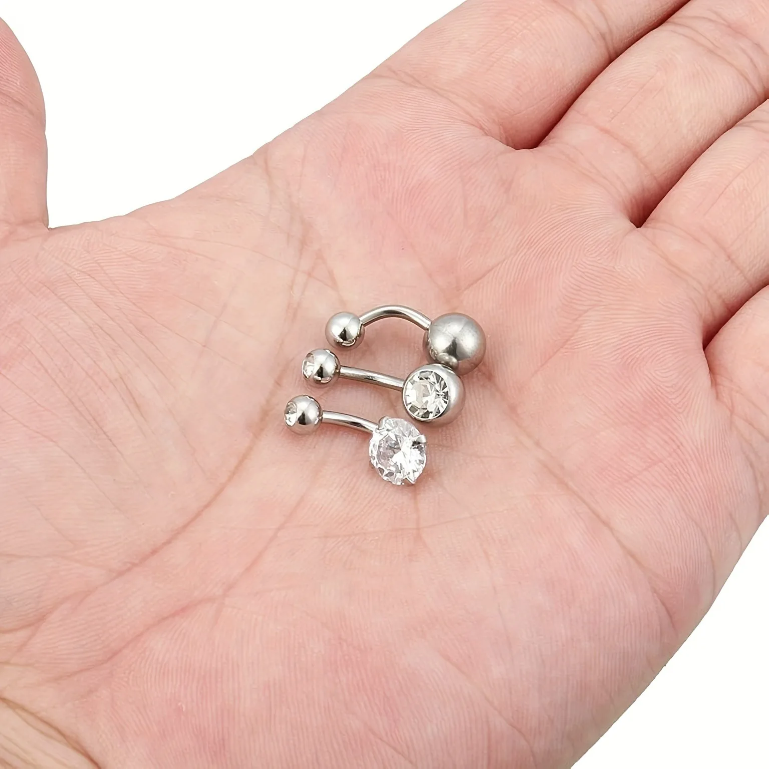 3pcs Short Belly Button Rings, 6mm Bar Length Stainless Steel 14G Small Belly Rings, Navel Piercing Jewelry