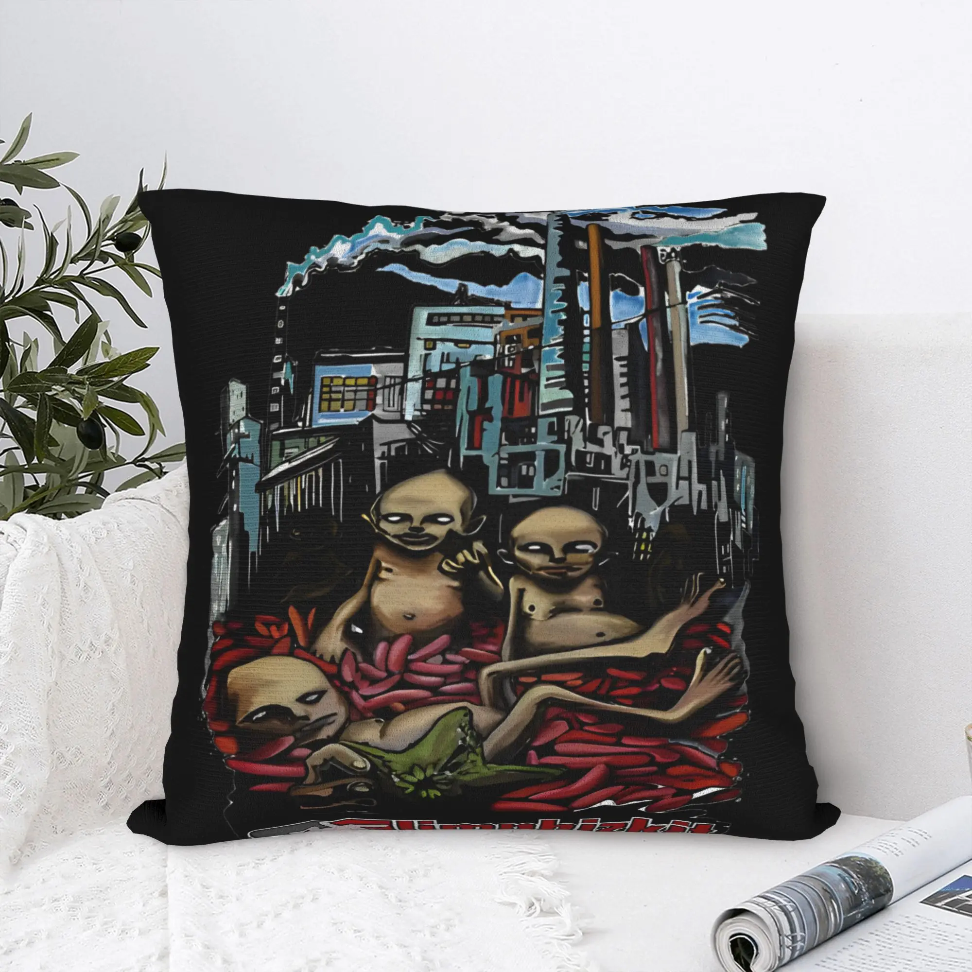 Limp Bizkit Music Square Pillow Cases  Metal Band Rap Rock Cushion Cover Fashion Polyester Decor Pillowcase for Living Room 18