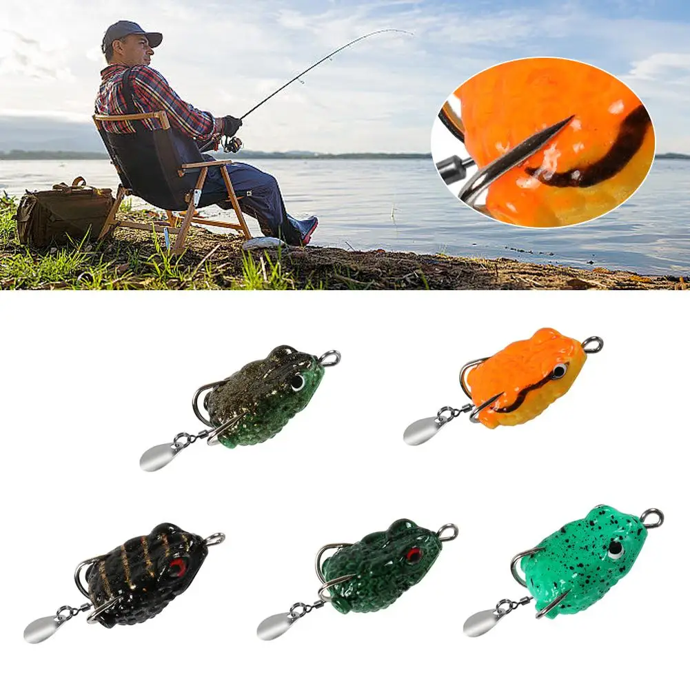 1pcs Fishing Frog Lure con ganci simulazione Soft Fake Fish Fishing Bait strumenti realistici per rana Lure Black Artificial Bait A7O1