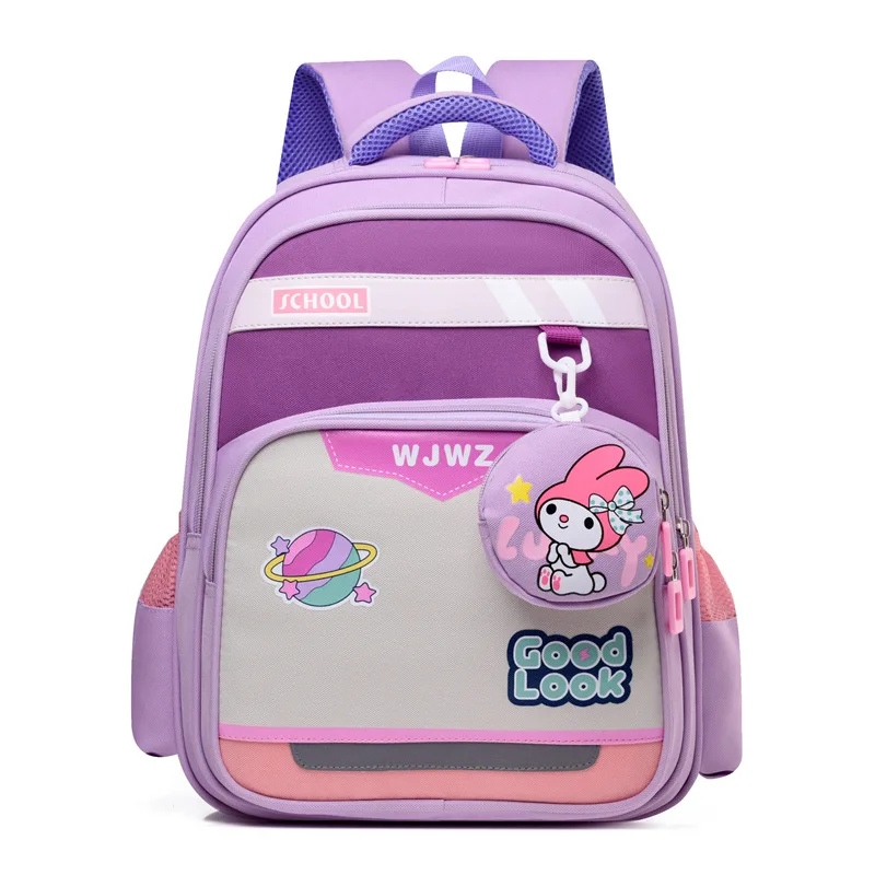 Sanurgente Melody Cartable pour garçons et filles, sac à dos étudiant, sac à dos décontracté, réduction de la charge, dessin animé mignon, polyvalent, nouveau