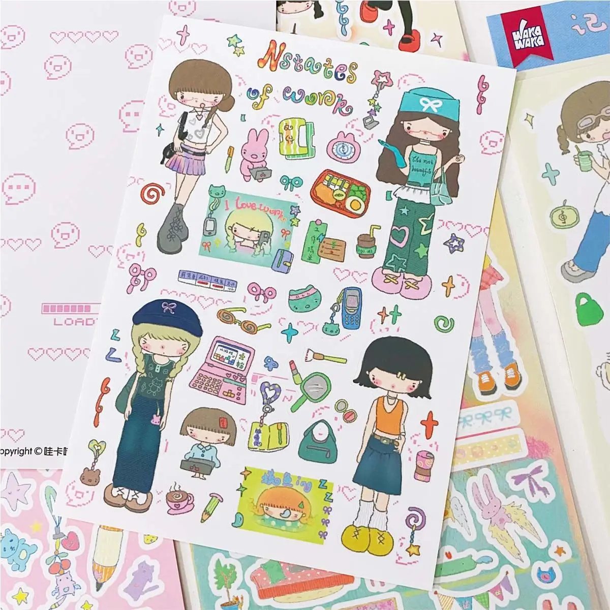 Character Stickers Graffiti Girl Handbook Material Guka Cute Diy Decoration