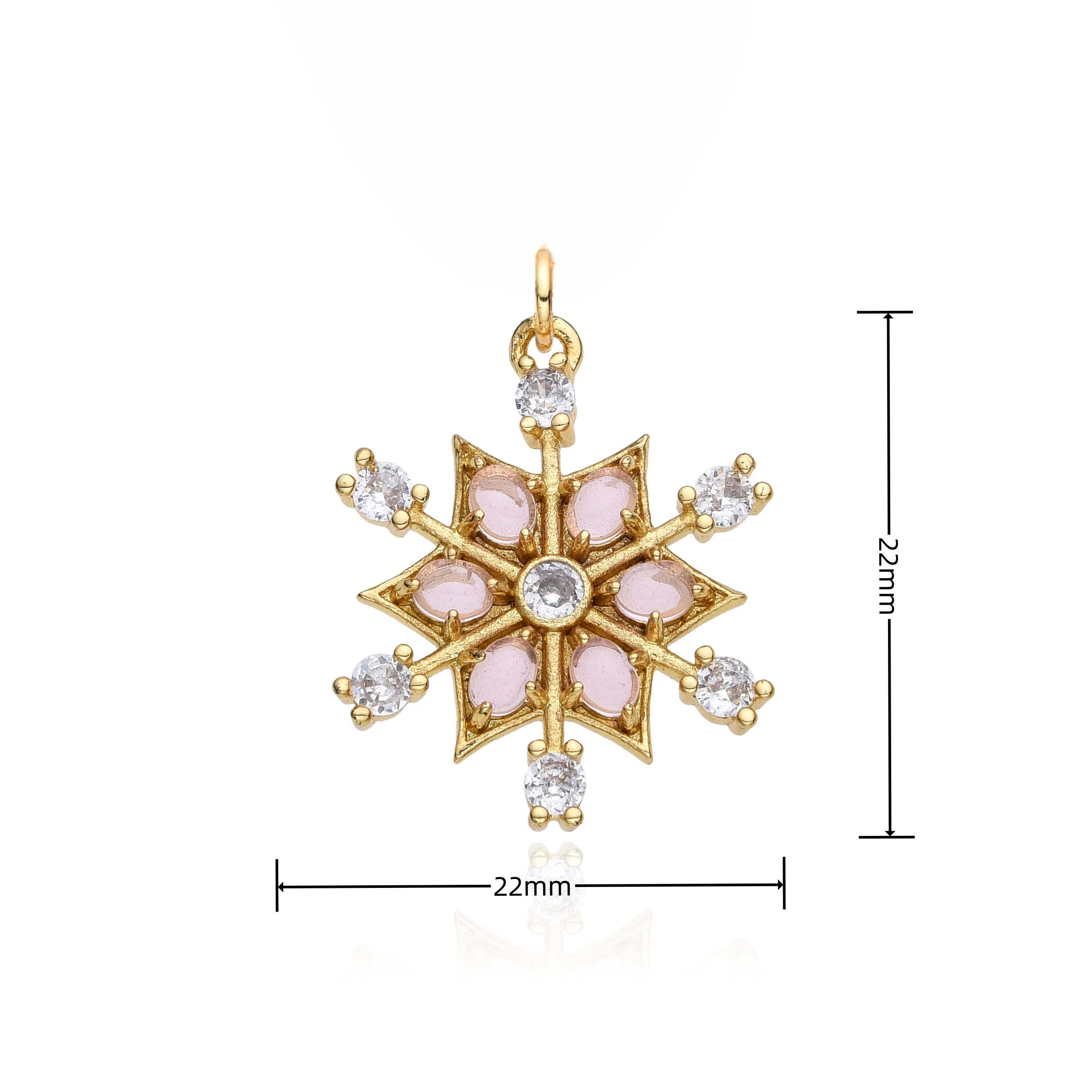 Vintage Gold Color Snowflake Sun Charms Colorful Inlaid Zircon Y2k Necklace for Women CZ Choker Pendant Diy Jewelry Accessories