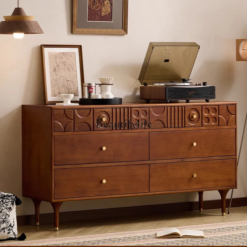 

Medium antique boxwood six-chest cabinet living room bedroom bedside storage locker
