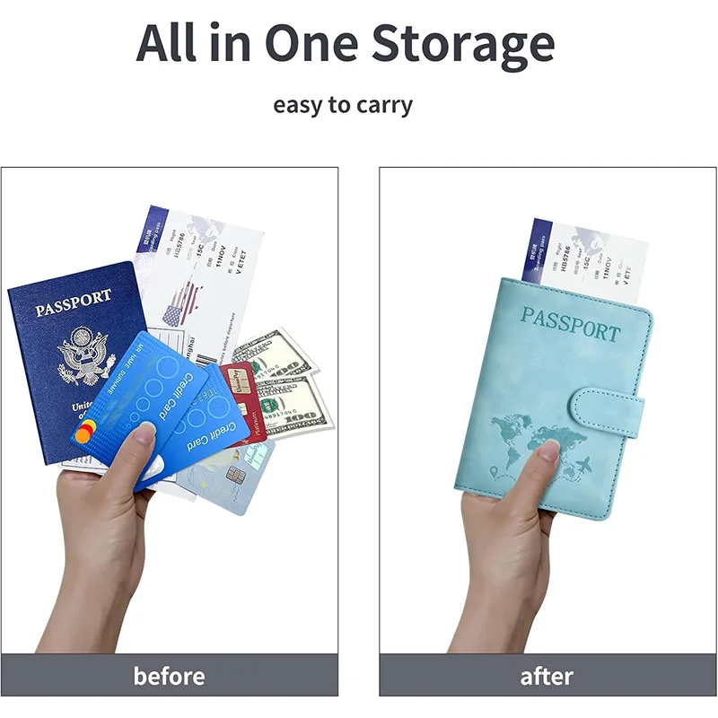 Passport Holder for Men Women RFID Blocking Passport Book Protector Slot Travel Document Organizer