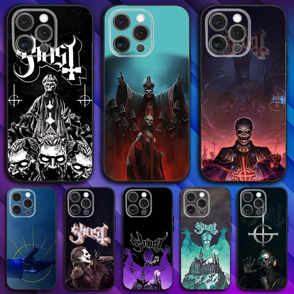 

G-Ghost Heavy Metal Ban Phone Case For iPhone 17,16,15,14,13,12,11,Pro,Max,Plus,X,XS,SE4,E,Mini,Soft Black Case