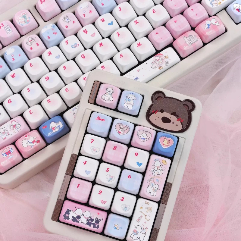 

Happy Little Lamb Custom Keycaps PBT Material YQ/FQ Profile Cartoon Anime Cute Style Point KeycapDesign for Mechanical Keyboards