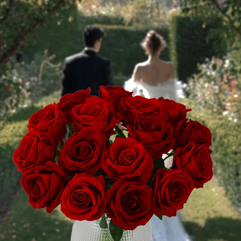 

12pcs Artificial Red Rose Flowers Bouquet for Weddings, Birthdays, and More for Floral Arrangements and Home Decor Fake Flowers