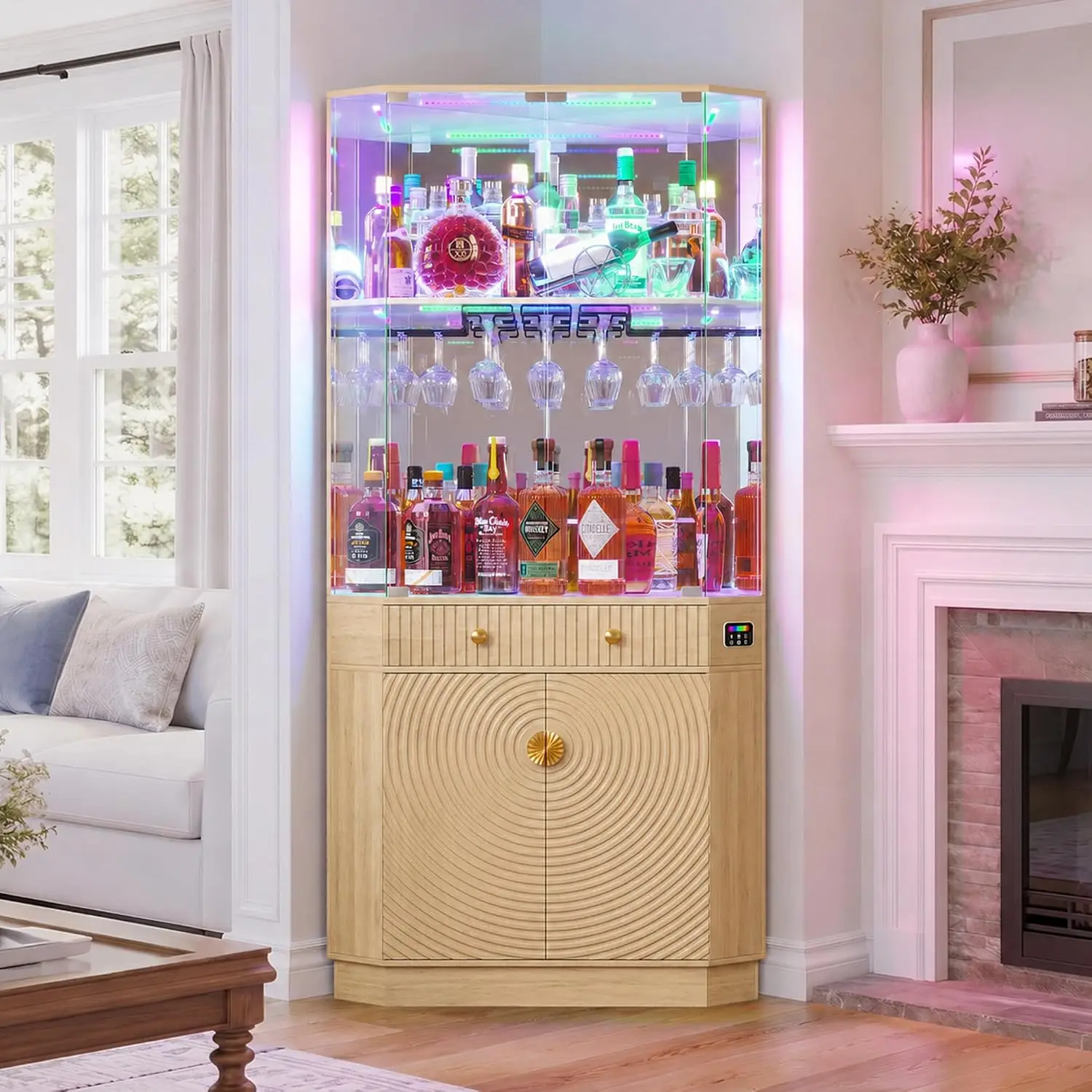 Corner Bar Cabinet RGB Motion Sensor LED 71