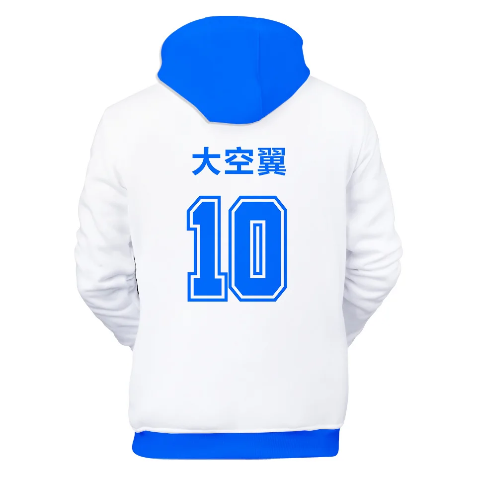 3D Print Anime Captain Tsubasa Ozora Tsubasa Kojiro Hyuga Costume Unisex Hoodie Zipper Hooded Jacket Soccer Jerseys Uniform