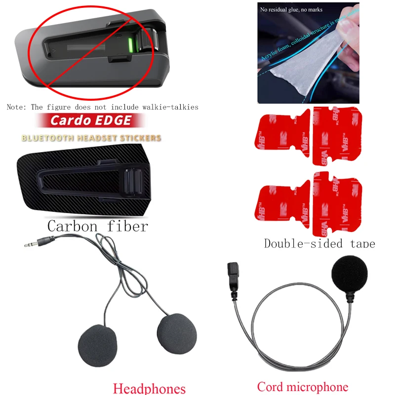 For Cardo PACKTALK Edge Motorcycle Bluetooth intercom helmet Headphone cord microphone VHB double-sided tape and sticker