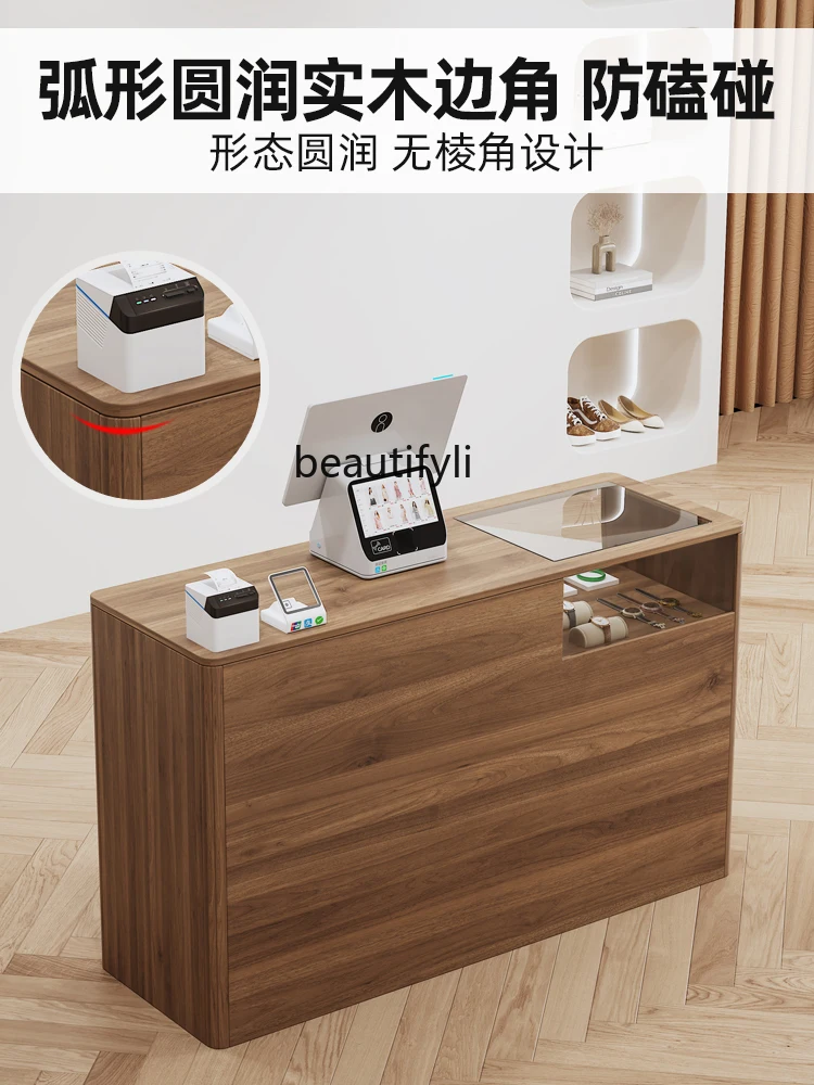 Solid Wood Clothing Store Cashier Counter Ear Cleaning Hall Front Desk Reception Small Women's Clothing Store Small Bar Counter