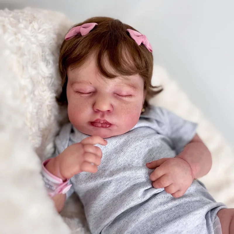 48CM Reborn Sleeping Baby Dolls Loulou Soft Cuddly Body Lifelike 3D Skin with Visible Veins Handmade Muñecas Bebe Reborn