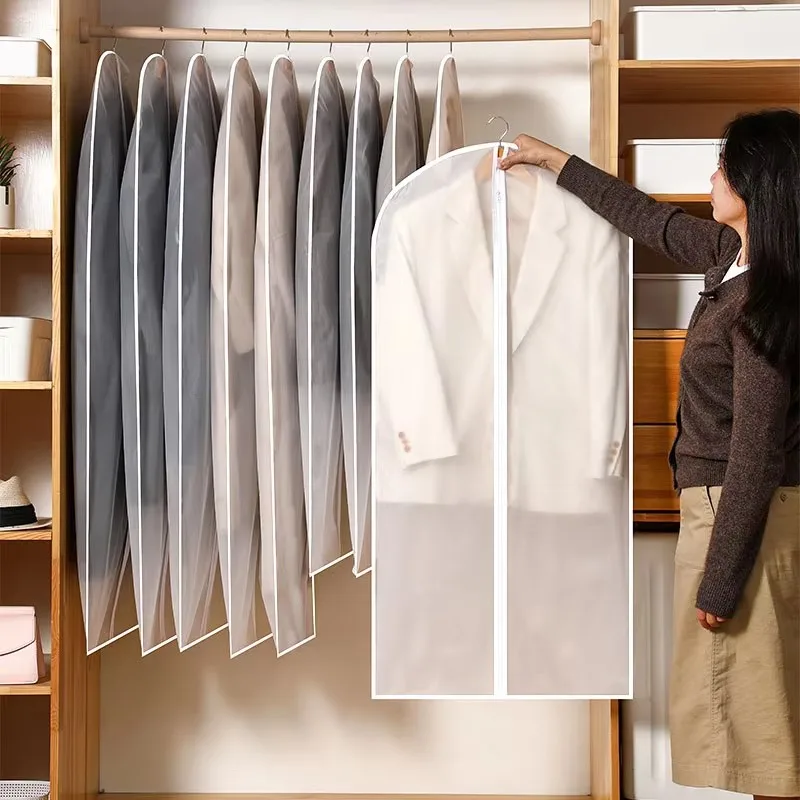 Clothes Hanging Dust Cover Wedding Dress Cover Suit Coat Storage Bag Transparent Fully Enclosed Clothes Cover With Zipper