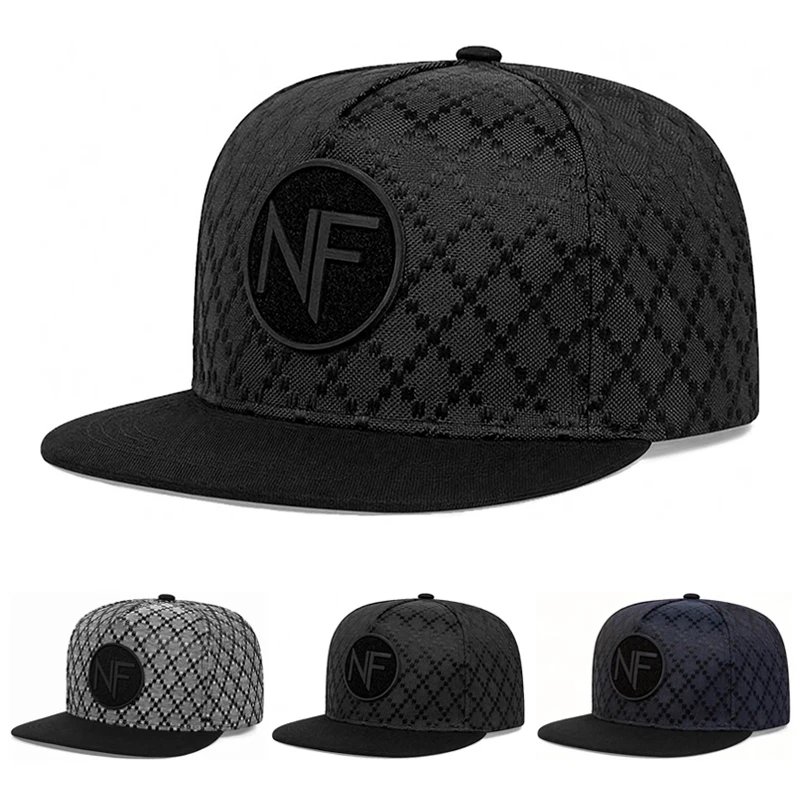 Boné de Hip Hop Moderno 2026 com Etiqueta NF Grid, Boné de Skate Urbano, Boné de Beisebol Unissex com Aba Reta para Lazer Diário e Proteção Solar