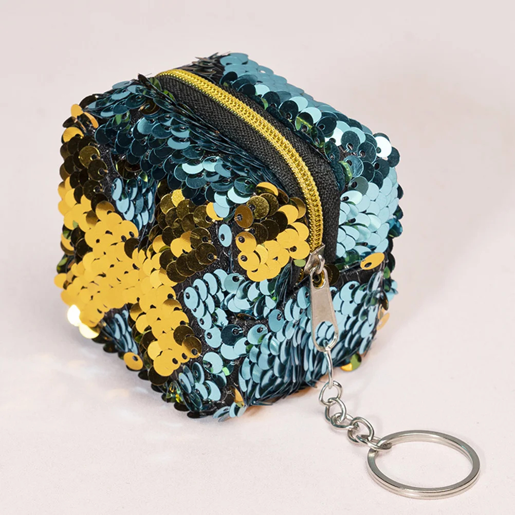 4Pcs Sequin Small Wallet Zippered Coin Purse Compact Short Purse Change Pouch Portable Key Holder Lightweight for Work Shopping