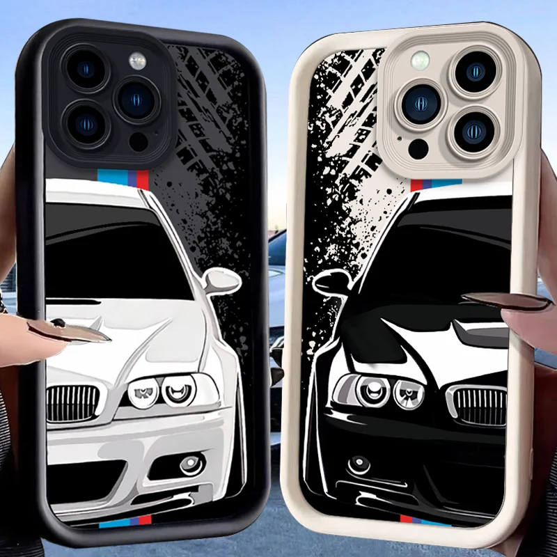 

Sport Cars Case for iPhone 16 E 15 Pro Max 14 Plus 13 12 Mini 11 Pro Max XS X 8 7 SE Soft Liquid Silicone Shockproof Back Cover