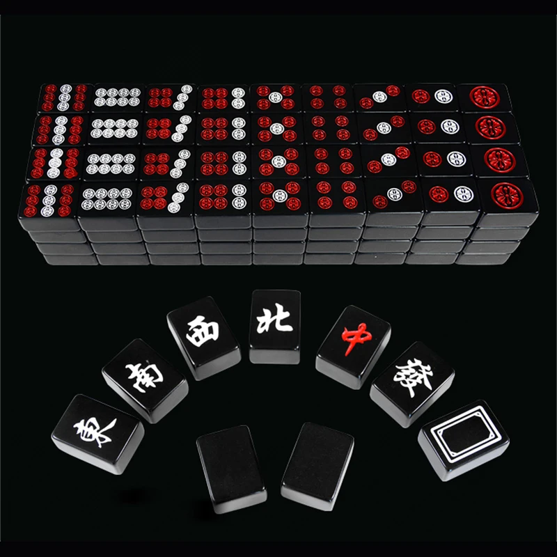 40mm Hand-rubbed Mahjong Family Table Game Home Mahjong Medium Black Personality Creative Mahjong Play game